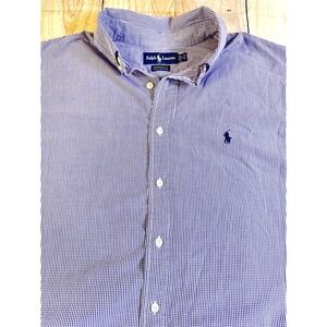 Ralph Lauren Mens Yarmouth Shirt Button Down PURPLE Check Long Sleeve 17, 34/35‎